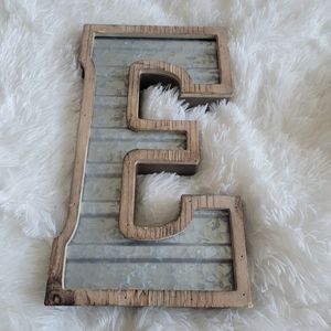 Galvanized Large Wooden letter 'E'